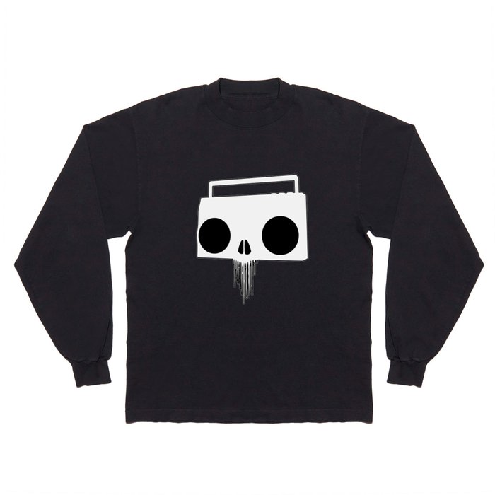 Boombox Skull (Black & White) Long Sleeve T Shirt