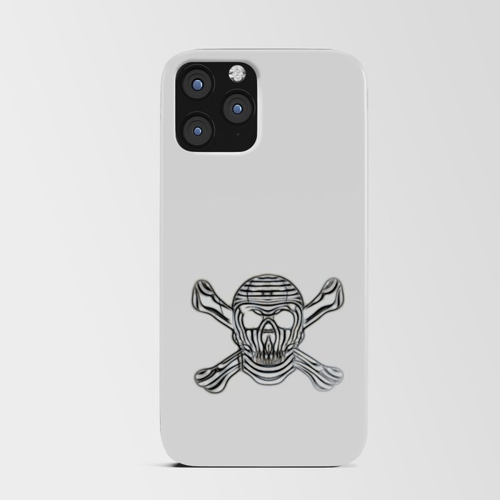 Skull And Crossbones Black And White Stripe iPhone Card Case