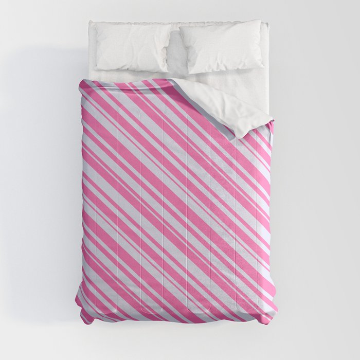 Lavender and Hot Pink Colored Lines Pattern Comforter