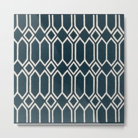 Geometrics in Blue and White Diamonds Metal Print