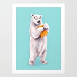 Smart Polar Bear Book Lover Art Print