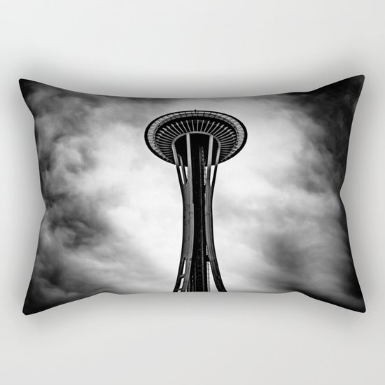 Space Needle Black and white Rectangular Pillow