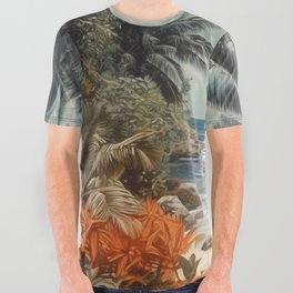 astronaut at a tropical beach All Over Graphic Tee