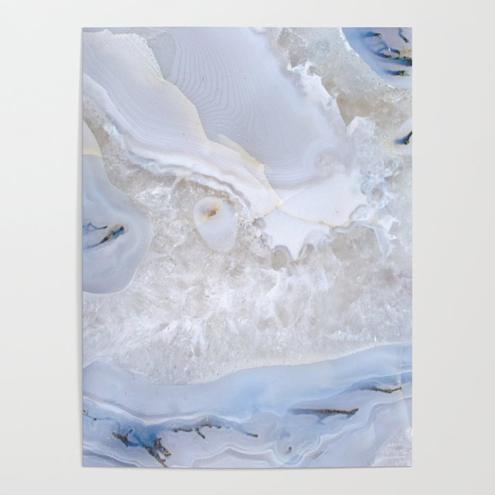 Blue Gray Marble Poster