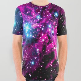 Fox Fur Nebula Hot Pink Turquoise Purple All Over Graphic Tee