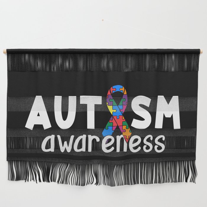Autism Awareness Ribbon Puzzle Pieces Wall Hanging