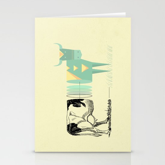 the black and white cow who wanted to be colorfully geometric Stationery Cards