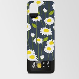 Retro Modern Summer Daisy Flowers Navy Blue Android Card Case