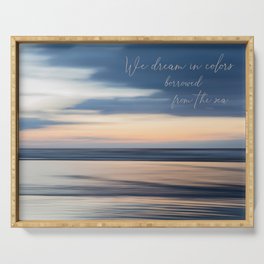 Colors from the Sea Abstract Pastel Seascape with Quote Serving Tray