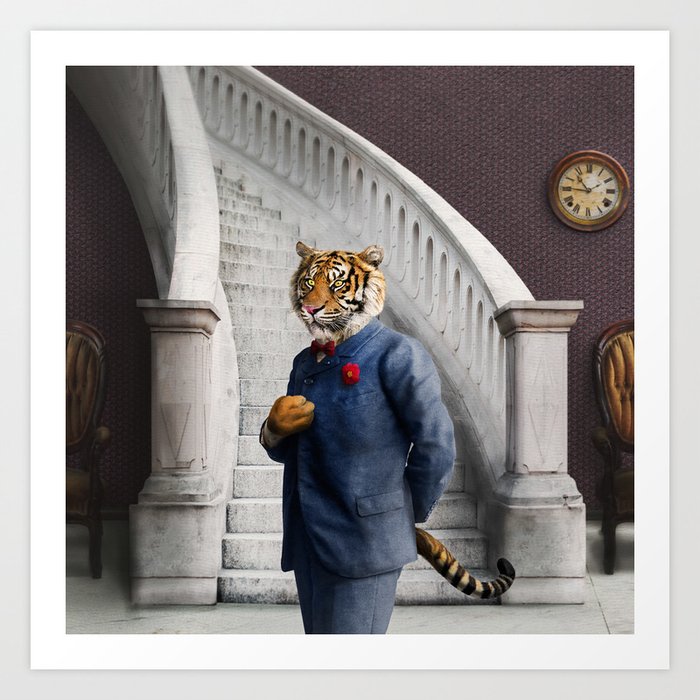 Tobias Tiger In The Entry Hall Art Print By Peter Gross Society6