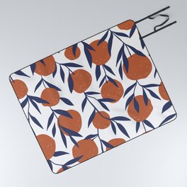 Fun Cute Oranges With Blue Leaves Pattern Picnic Blanket