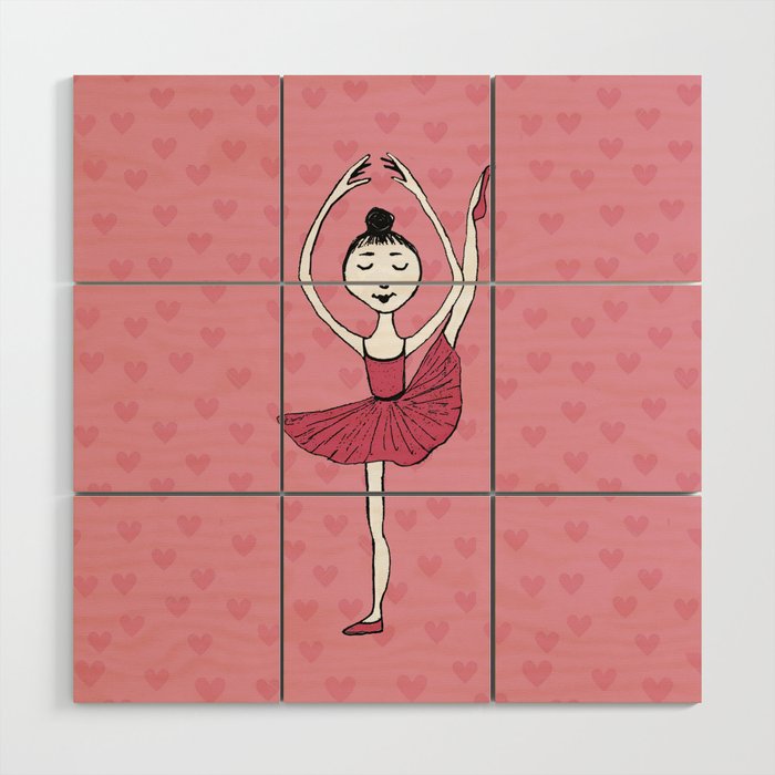 Ballet girl pink battement Wood Wall Art