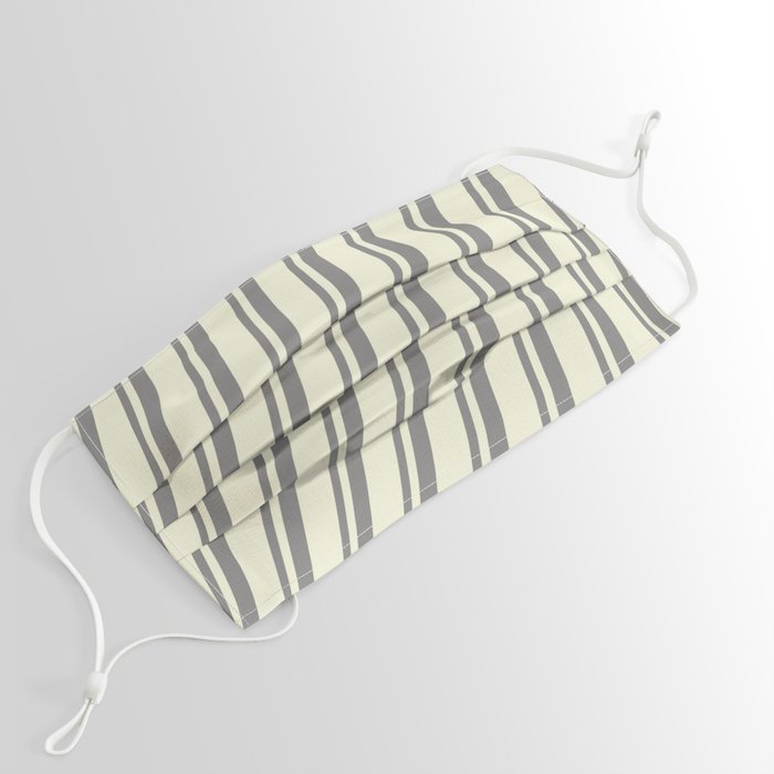 Gray & Beige Colored Lines/Stripes Pattern Face Mask