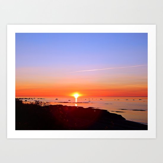Kayak Silhouette at Sunset Art Print