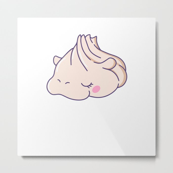 Funny Hippo Dumpling Cute Kawaii Aesthetic Metal Print