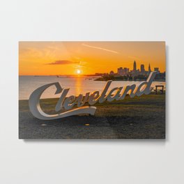 Cleveland Ohio Skyline City Sunrise Lake Erie Home Photography Print Metal Print