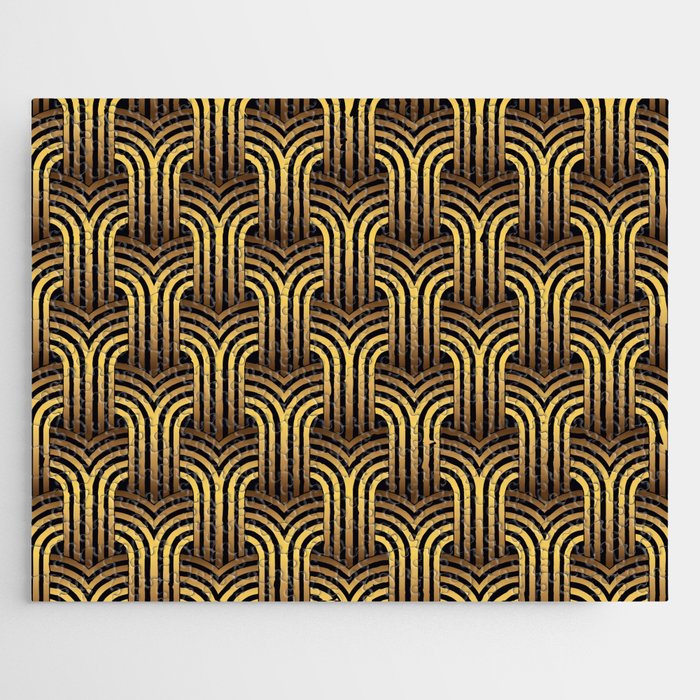 Art Deco wallpaper. Geometric striped ornament. Digital Illustration Background. Jigsaw Puzzle