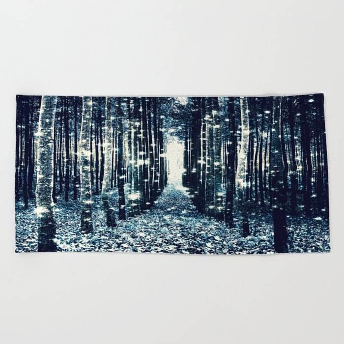Magical Forest Teal Gray Elegance Beach Towel