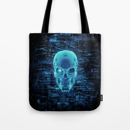 Gamer Skull BLUE TECH / 3D render of cyborg head Tote Bag