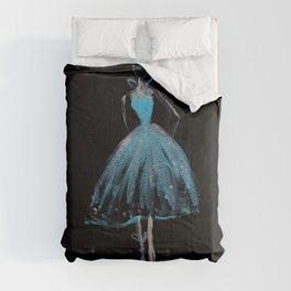 Blue and Light Haute Couture Fashion Illustration Comforter