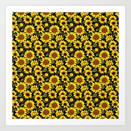 Abstract Sunflowers Field Art Print