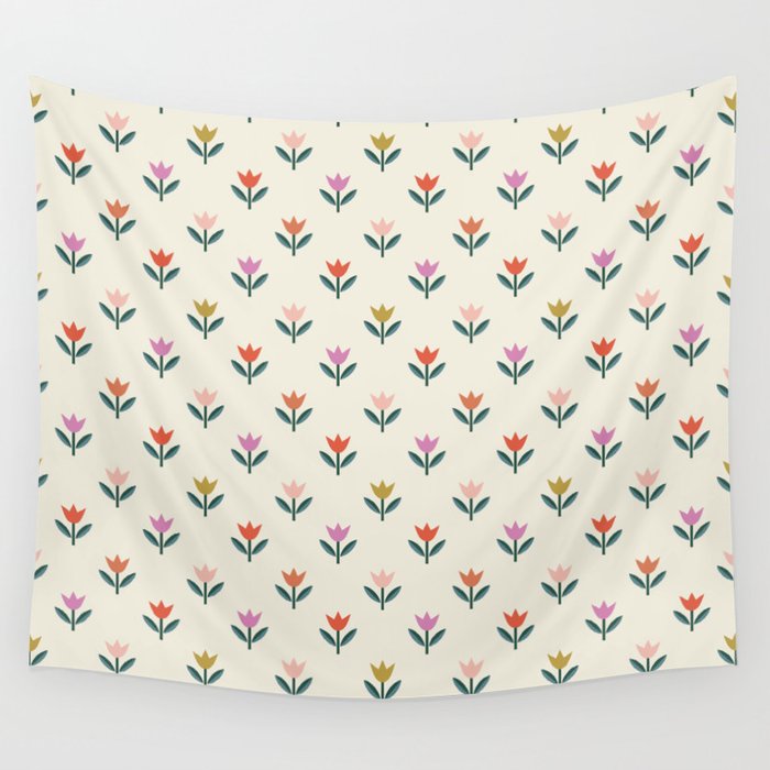 Tulip Field - Cream Wall Tapestry