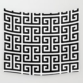 Large Black and White Greek Key Pattern Wall Tapestry