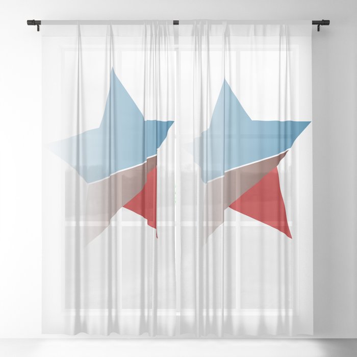 Ombre Red White And Blue Star Sheer Curtain By Anjchang Society6