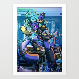 Robotic Kitty Girl Art Print