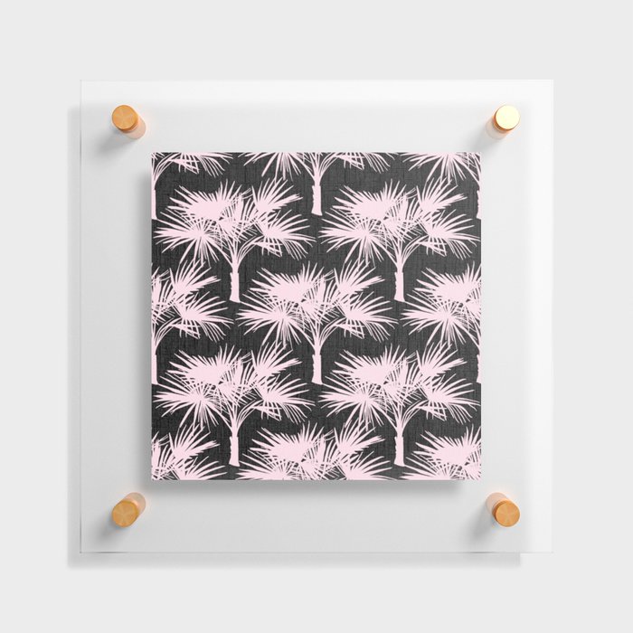Retro Pink Palm Trees on Charcoal Floating Acrylic Print