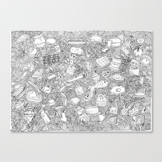 Kitchen Food Zentangle Illustration Canvas Print By Emilyhunterhigging Society6