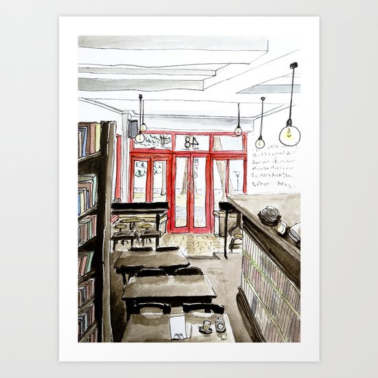 The Booklovers Cafe Art Print