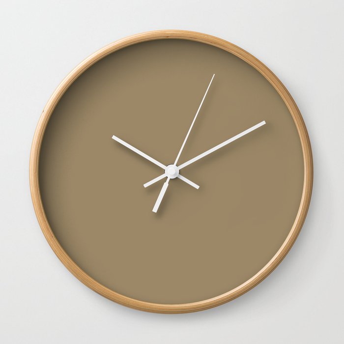 Dark Golden Brown Solid Color Pairs PPG Iced Cappuccino PPG1099-6 - All One Single Shade Hue Colour Wall Clock