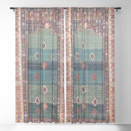 Sivas Antique Turkish Niche Kilim Print Sheer Curtain
