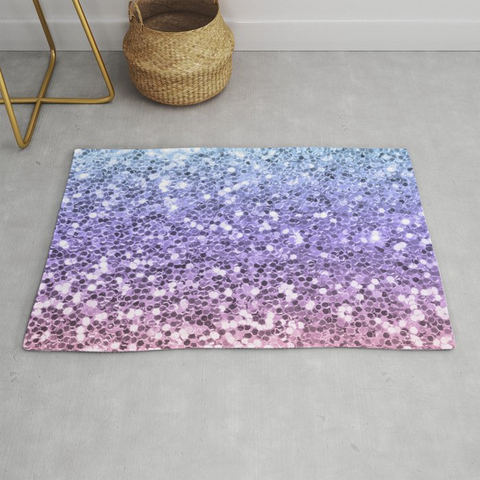 Pastel Mermaid Glitters Sparkling Pretty Chic Bling Background Rug