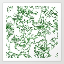 Floral Line Drawing 3 Art Print