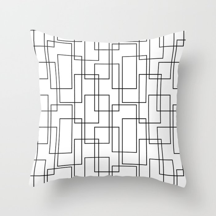Modern White and Black Rectangle Geometric Abstract Pattern Throw Pillow