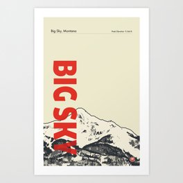 Big Sky Montana Vintage Modern Ski Poster Art Print