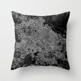 Guadalajara Black Map Throw Pillow