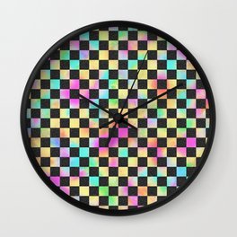Checkerboard Pattern In 80's Colors Wall Clock