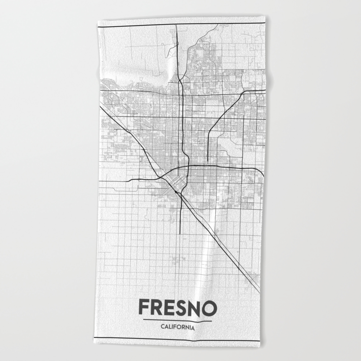 Minimal City Maps Map Of Fresno California United States Beach Towel By Valsymot Society6