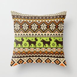 Knit Fox Pattern Throw Pillow