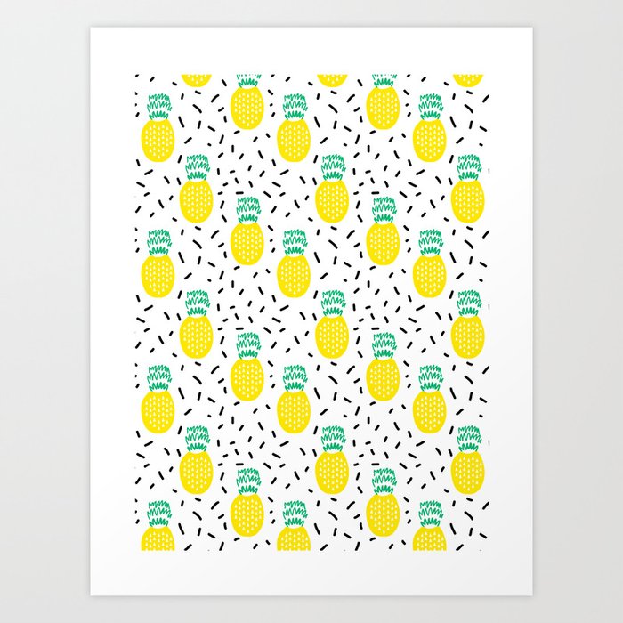 Pineapple fun modern minimal scandi design fresh fruit tropical island summer beach socal vegan Art Print