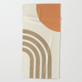 Mid-Century Modern - Orange Sun & Rainbow Beach Towel