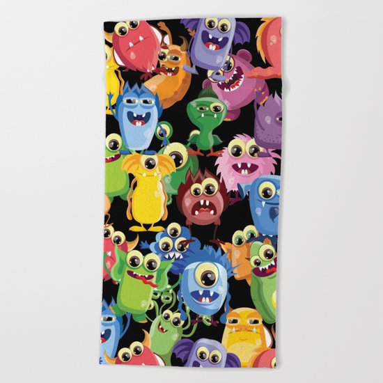 cute monsters Beach Towel