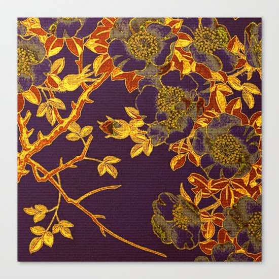 rich floral on purple Canvas Print