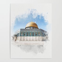 Al-Aqsa, Masjid Al-Aqsa Photography Watercolor  Poster