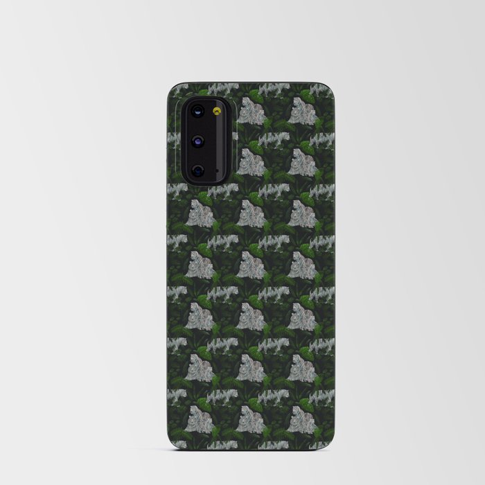 seamless pattern of white tigers in tropical vegetation Android Card Case