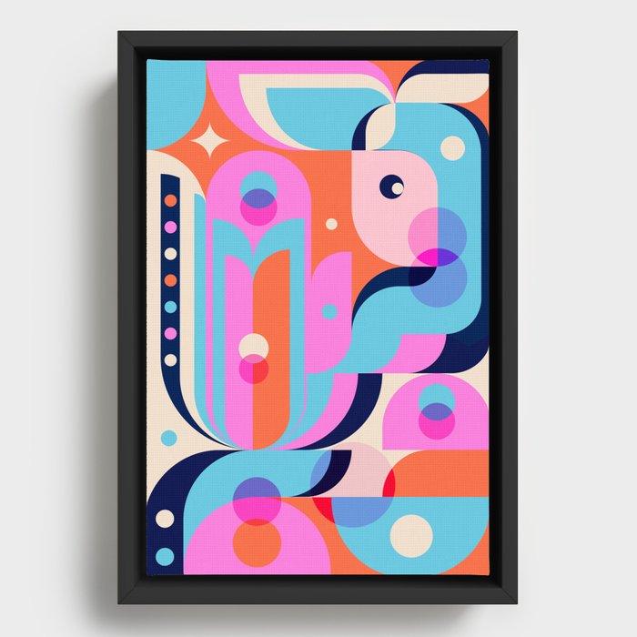 Blue Pink Girl Framed Canvas
