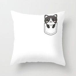 Cat In Pocket Cute Cats In Breast Pocket Throw Pillow